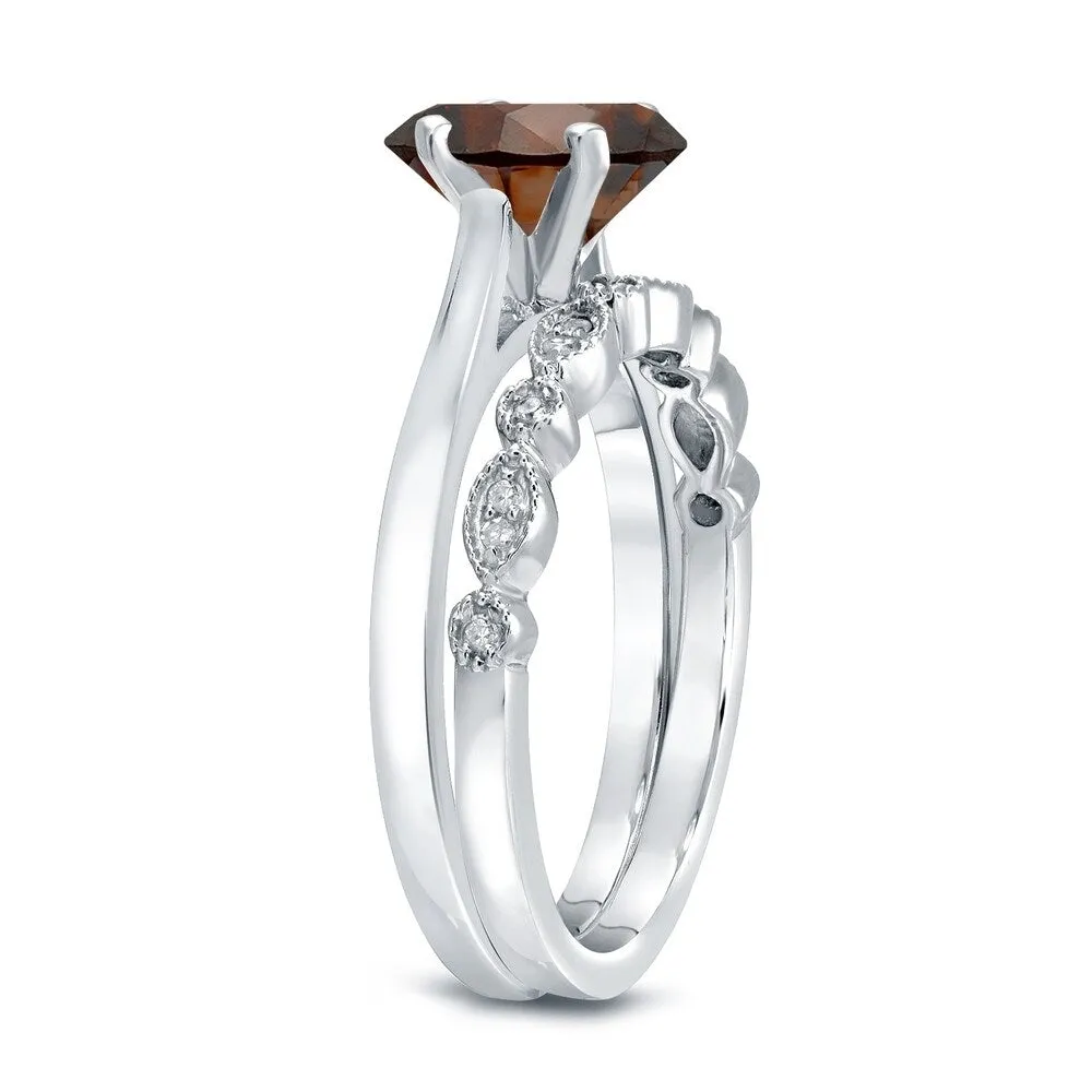 Auriya Vintage Stackable 3/4ctw Solitaire Brown Diamond Engagement Ring Set 14K Gold sold by Zulily product image thumbnail 4