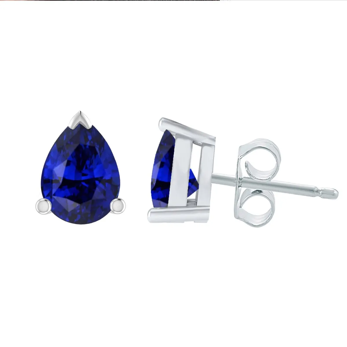 1.50 Carat Sterling Silver Blue Sapphire Stud Earrings sold by Zulily product image thumbnail 2