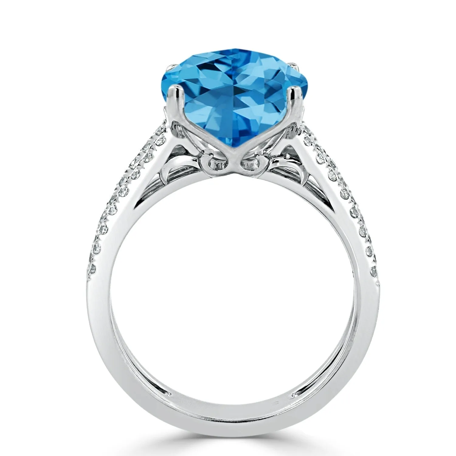 Auriya Modern 5ct Cushion-cut Swiss Blue Topaz and Diamond Engagement Ring 1/4cttw 14k Gold sold by Zulily product image thumbnail 5