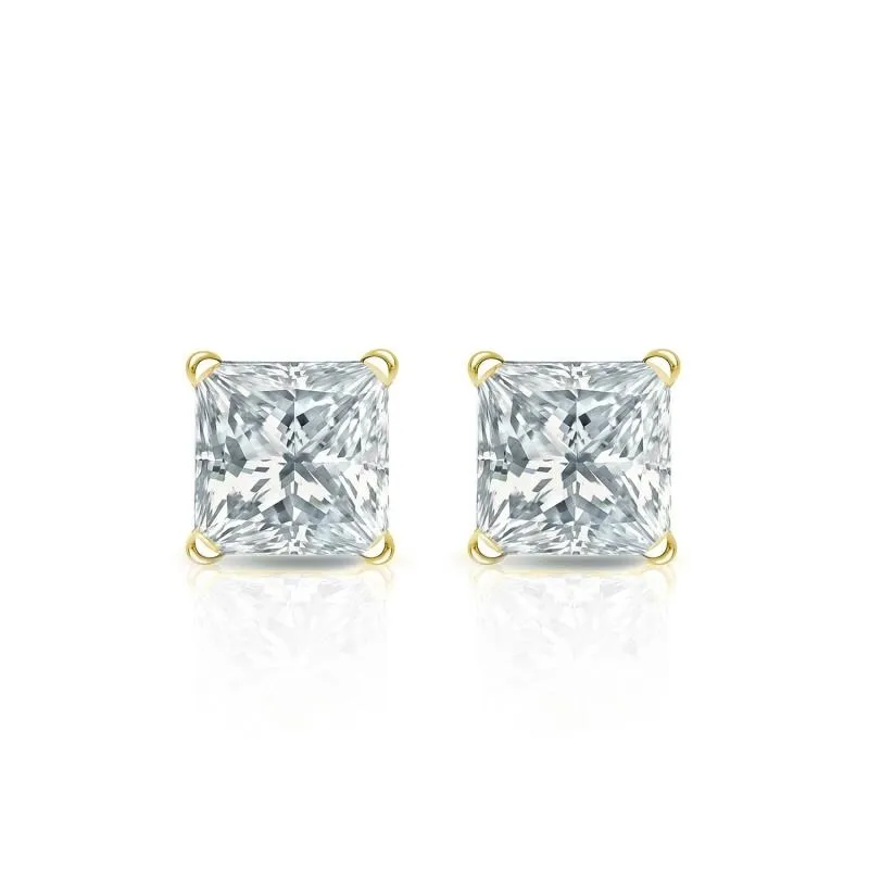Auriya 14-karat Gold Lab Grown 0.40 carat TDW Princess Diamond Stud Earrings 4-Prong Martini Screw-back sold by Zulily product image thumbnail 4