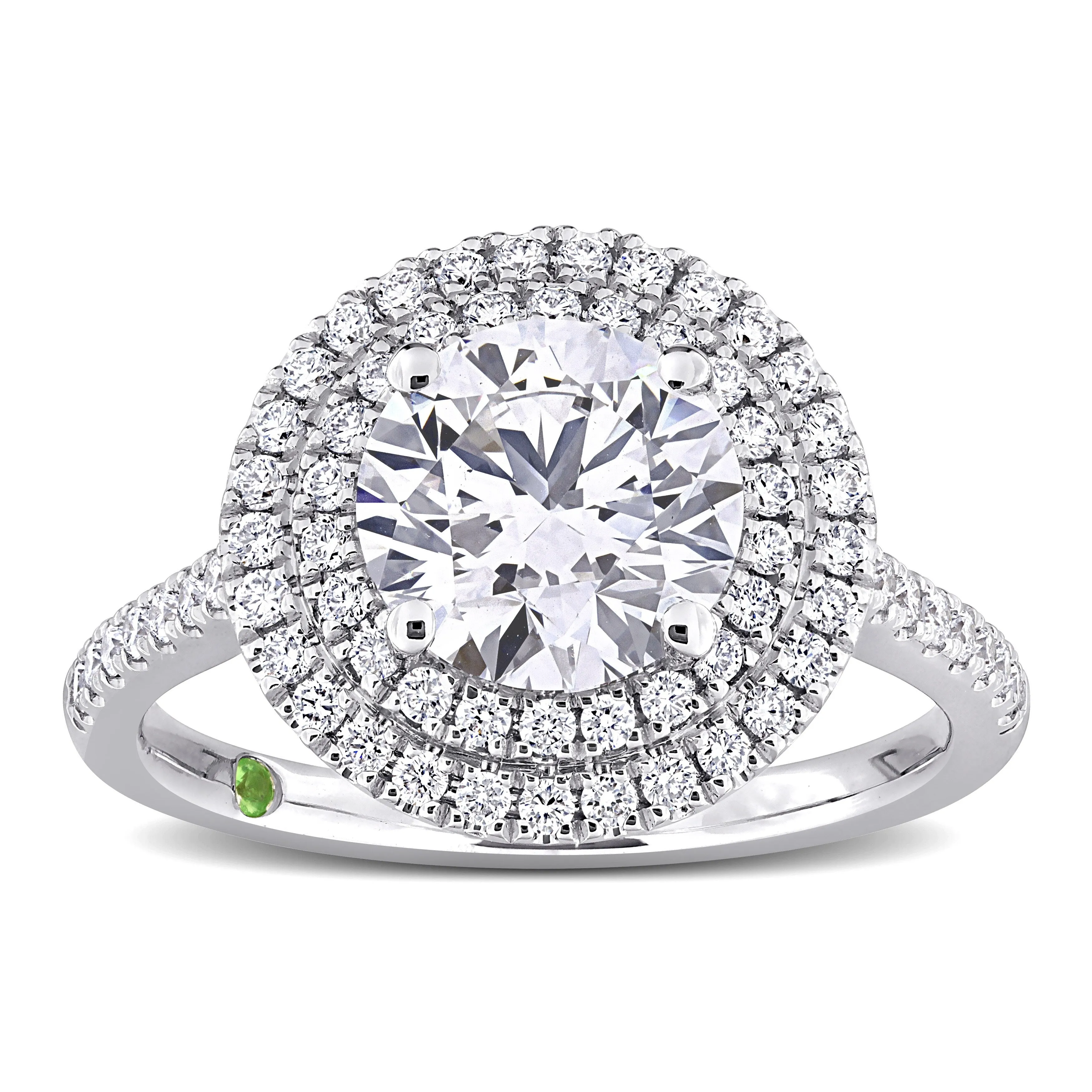 Created Forever 2 1/2ct TDW Lab-Grown Diamond and Tsavorite Accent Halo Ring in 14k White Gold sold by Zulily product image thumbnail 2