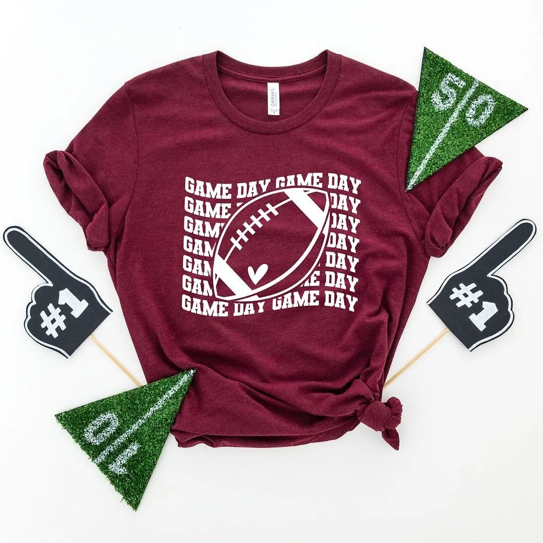 Football Game Day Stacked Short Sleeve Tee sold by Zulily