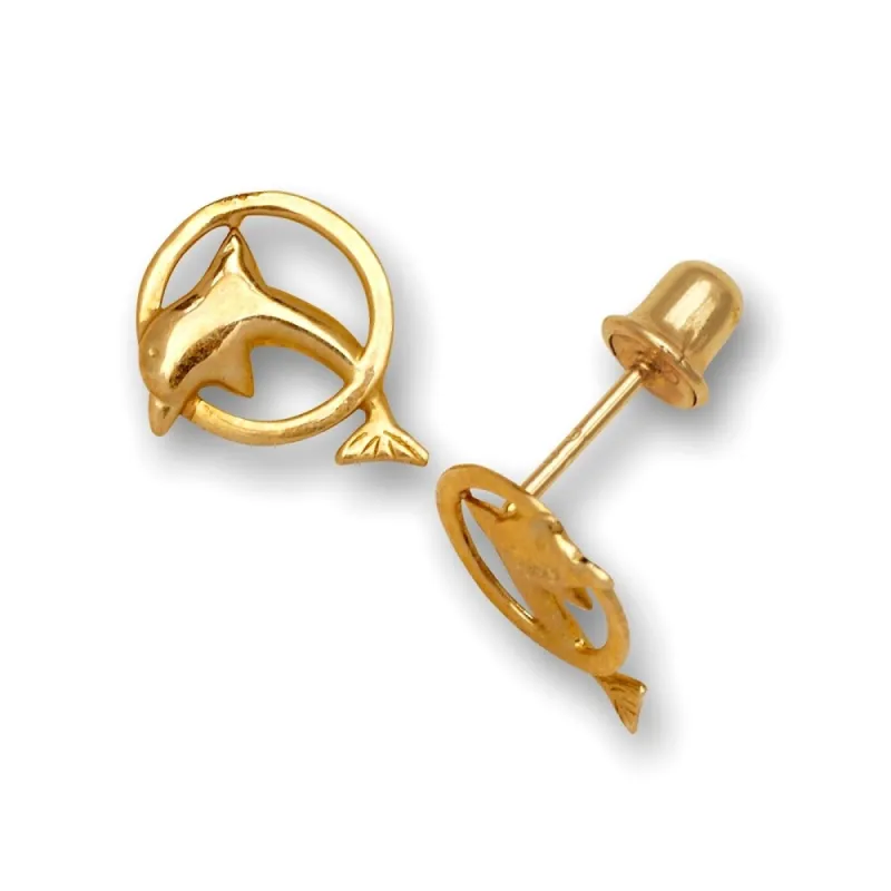 Curata 14k Yellow Gold Polished Dolphin in Hoop Screw Back Earrings - Orange sold by Zulily