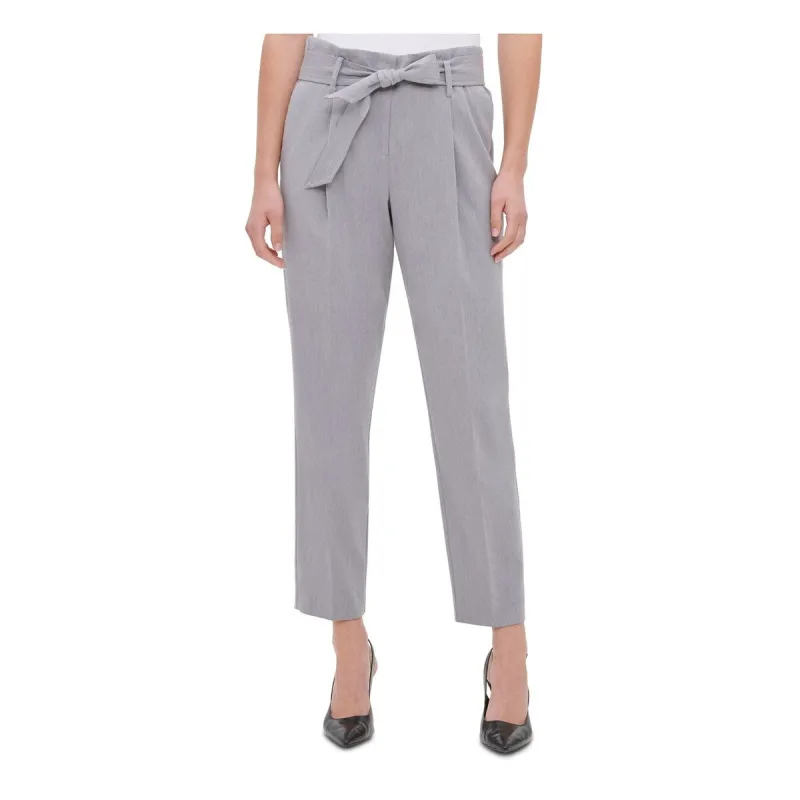 Calvin Klein Women's Tie Waist Straight Leg Dress Pants Gray Size 6 sold by Zulily