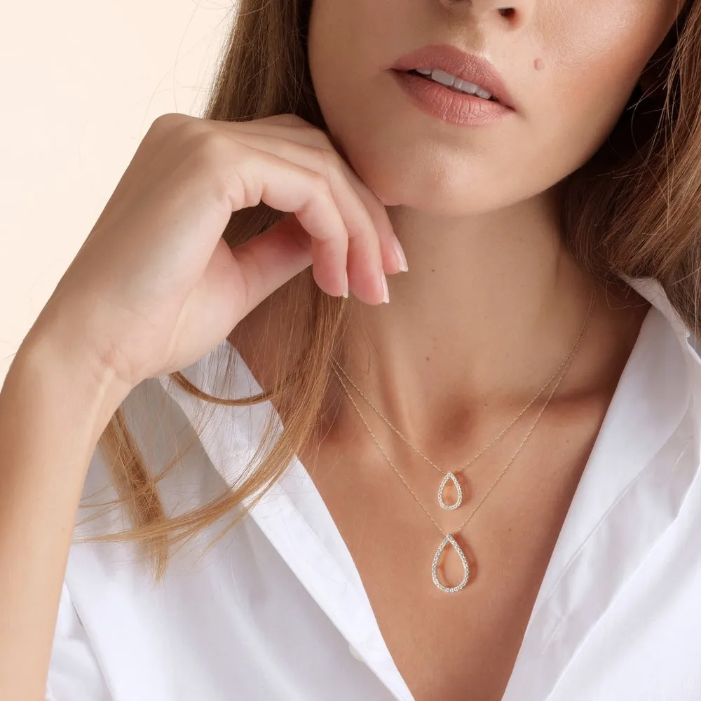 1/6ct - 1ct TDW Diamond Open Pear Necklace in 14k Gold by De Couer sold by Zulily product image thumbnail 3