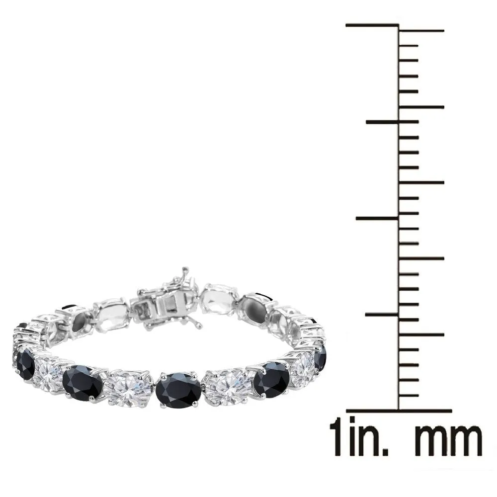 Sterling Silver with Natural Black Spinel and White Topaz Tennis Bracelet-7.25" sold by Zulily product image thumbnail 2