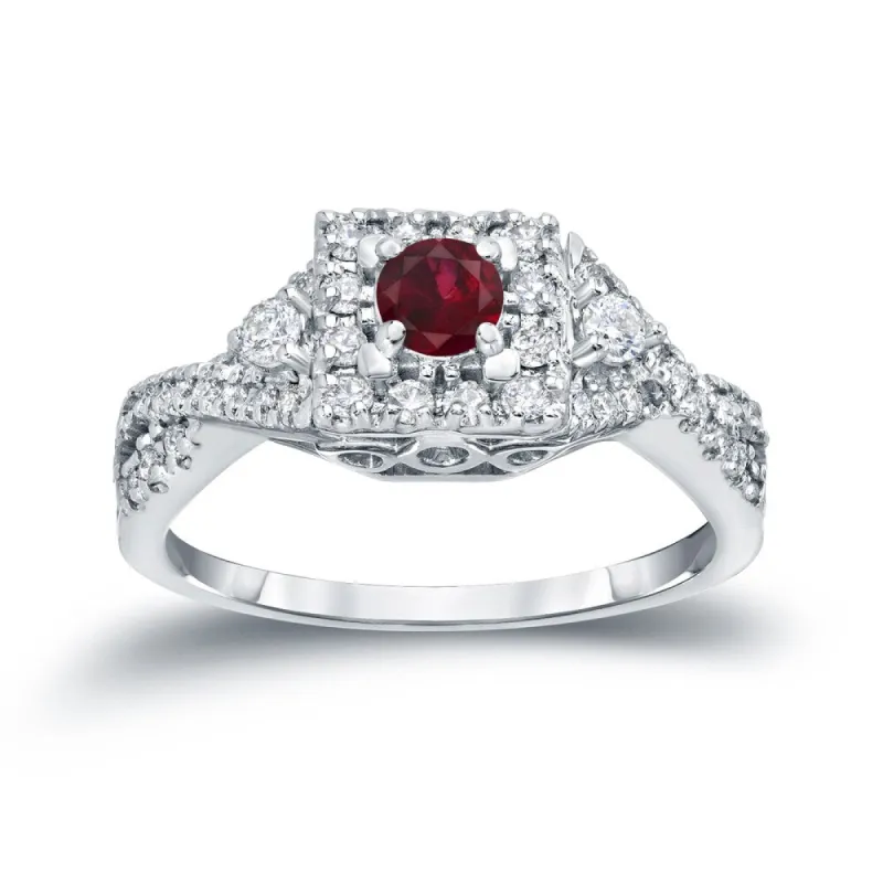 14k Gold 1/4ct Ruby and 2/5ct TDW Diamond Engagement Ring by Auriya sold by Zulily