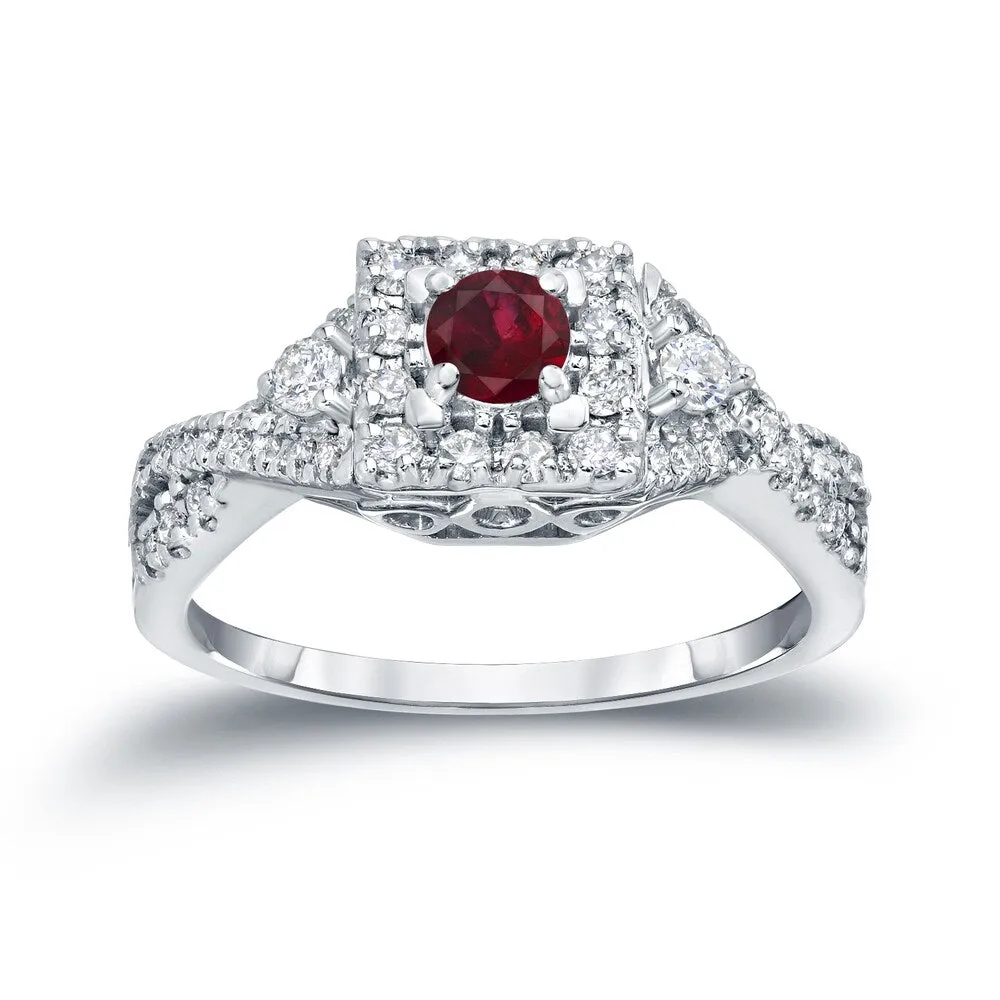 14k Gold 1/4ct Ruby and 2/5ct TDW Diamond Engagement Ring by Auriya sold by Zulily
