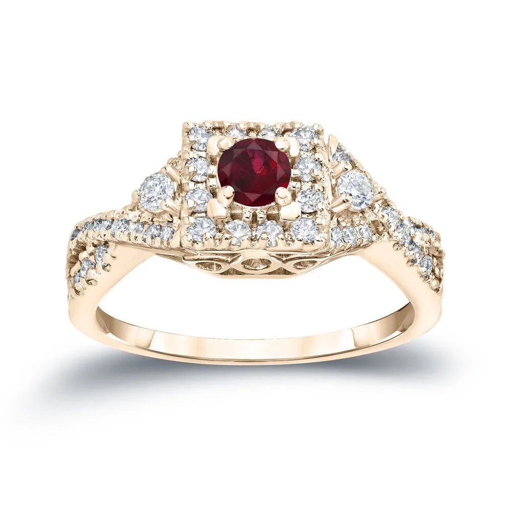 14k Gold 1/4ct Ruby and 2/5ct TDW Diamond Engagement Ring by Auriya sold by Zulily product image thumbnail 2