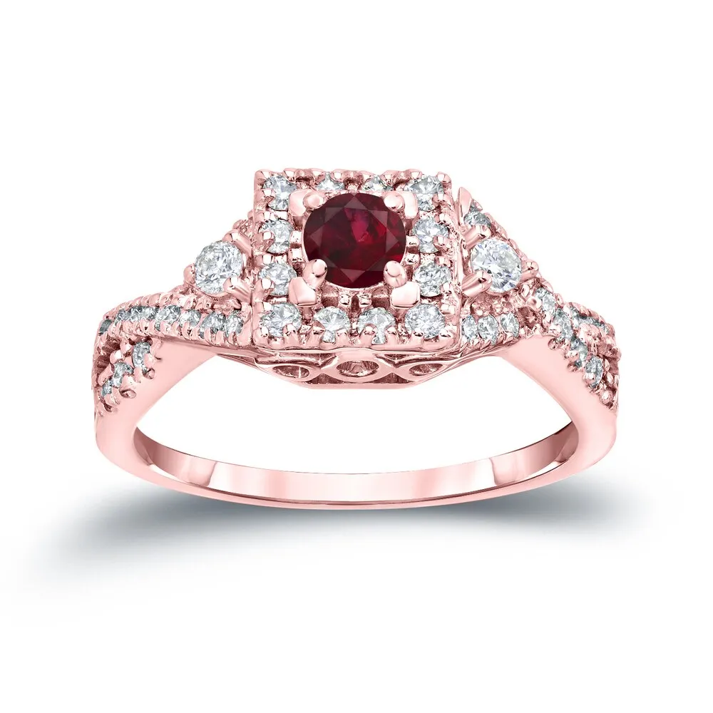 14k Gold 1/4ct Ruby and 2/5ct TDW Diamond Engagement Ring by Auriya sold by Zulily product image thumbnail 3