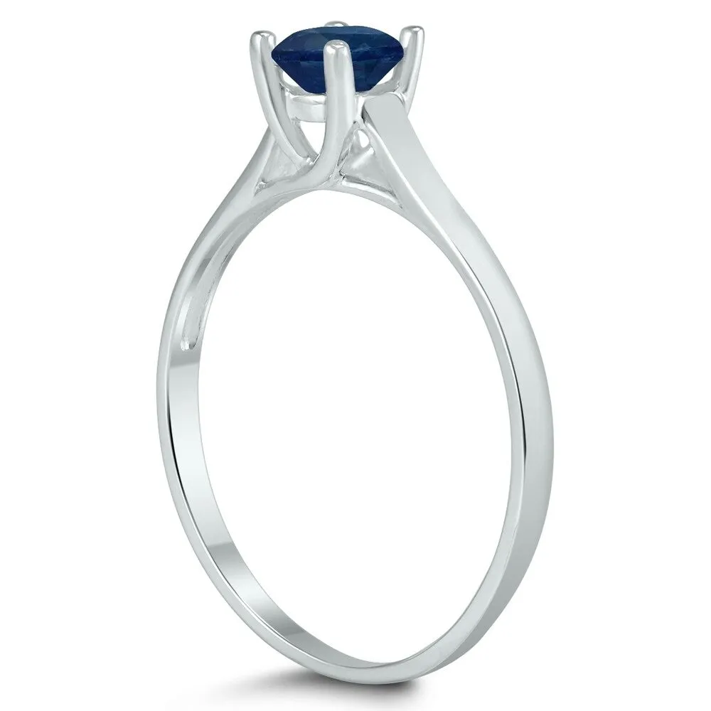 Round 4MM Sapphire Cathedral Solitaire Ring in 10K White Gold sold by Zulily product image thumbnail 2