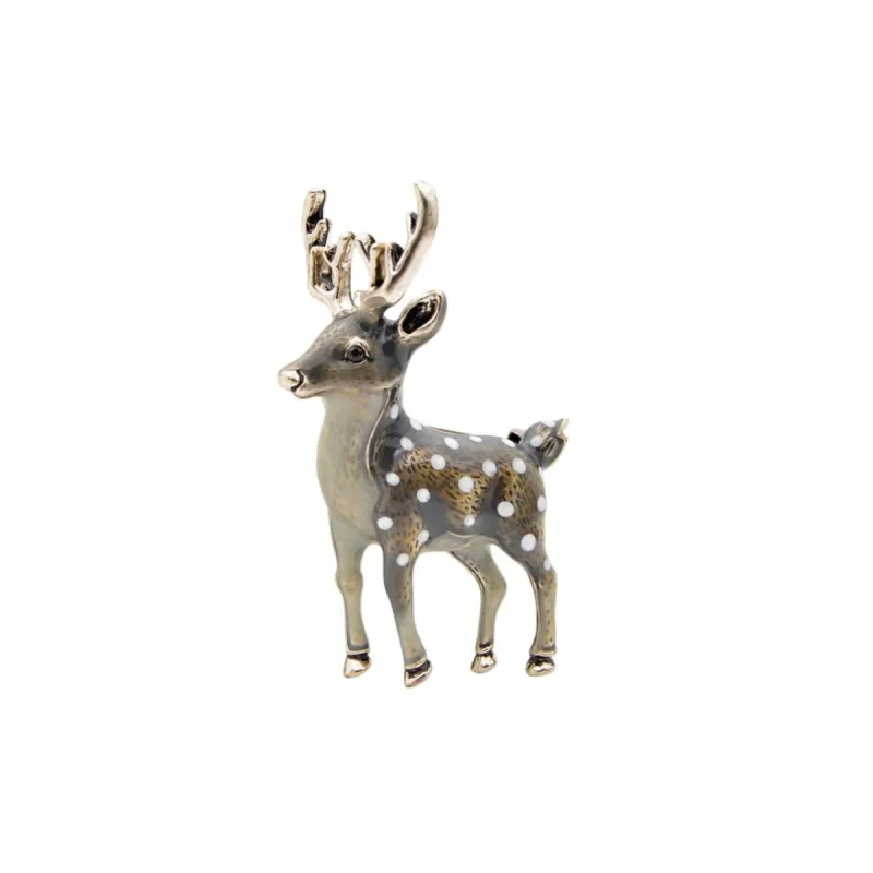 Don't AsK Grey and Goldtone Holiday Stag Brooch Pin with Spots sold by Zulily
