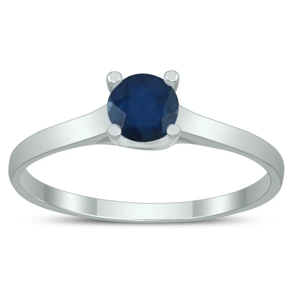 Round 4MM Sapphire Cathedral Solitaire Ring in 10K White Gold sold by Zulily