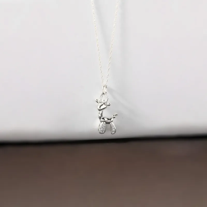 1/20ct TDW Diamond Animal Giraffe, Bunny and Dachshund Dog Necklace in Sterling Silver sold by Zulily