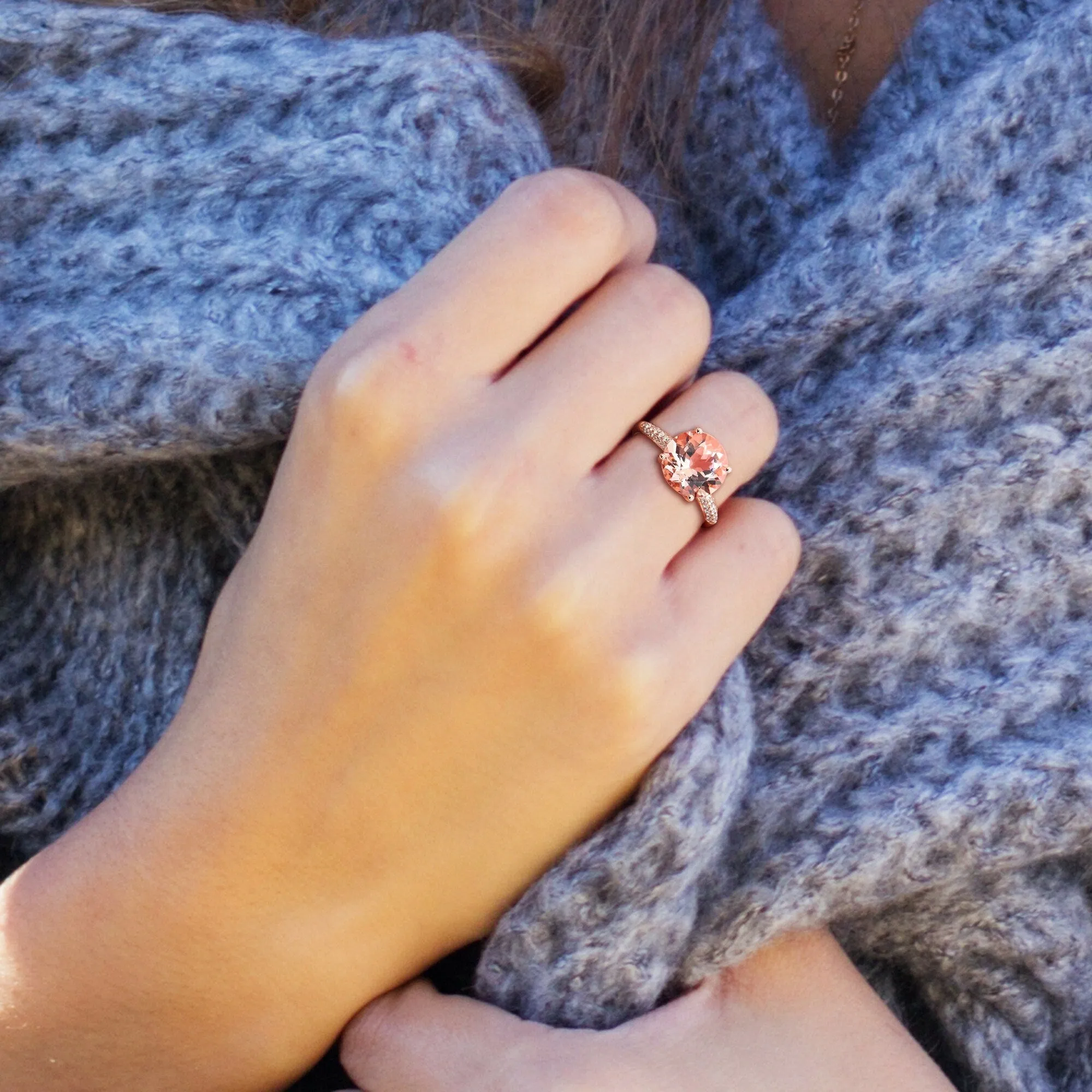 Miadora 3ct TGW Morganite and 1/5ct TW Diamond Engagement Ring in 14k Rose Gold sold by Zulily product image thumbnail 5