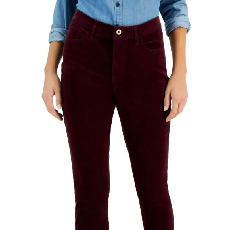 Tommy Hilfiger Women's Corduroy Skinny Ankle Pants Red made by Tommy Hilfiger