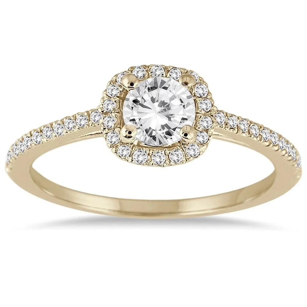 3/4 Carat TW Diamond Halo Engagement Ring in 14K Yellow Gold sold by Zulily