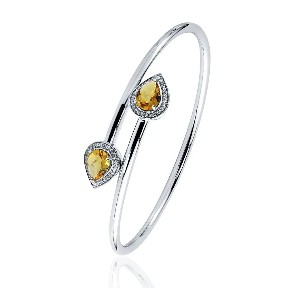 Auriya 1 3/4ct Pear-cut Yellow Citrine Gold over Silver Bangle Bracelet with Diamond Accents sold by Zulily product image thumbnail 4