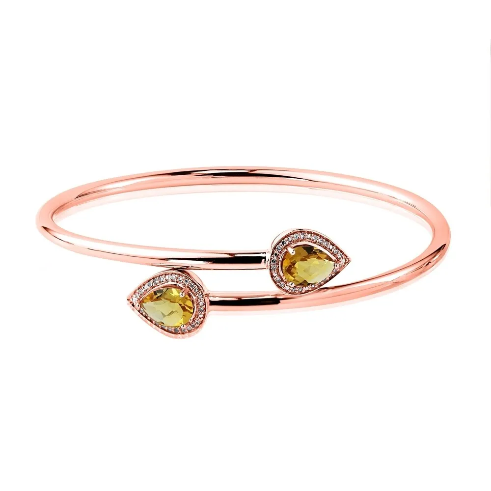 Auriya 1 3/4ct Pear-cut Yellow Citrine Gold over Silver Bangle Bracelet with Diamond Accents sold by Zulily product image thumbnail 3