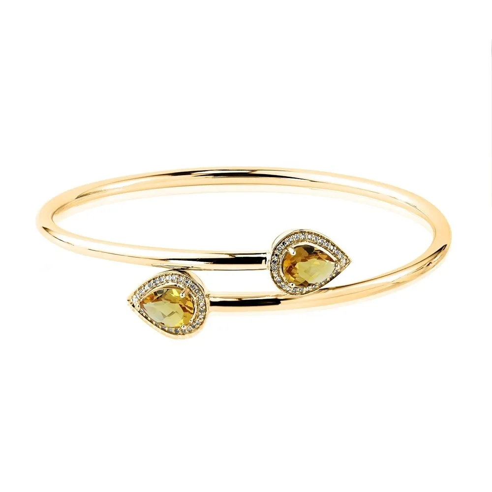 Auriya 1 3/4ct Pear-cut Yellow Citrine Gold over Silver Bangle Bracelet with Diamond Accents sold by Zulily product image thumbnail 2