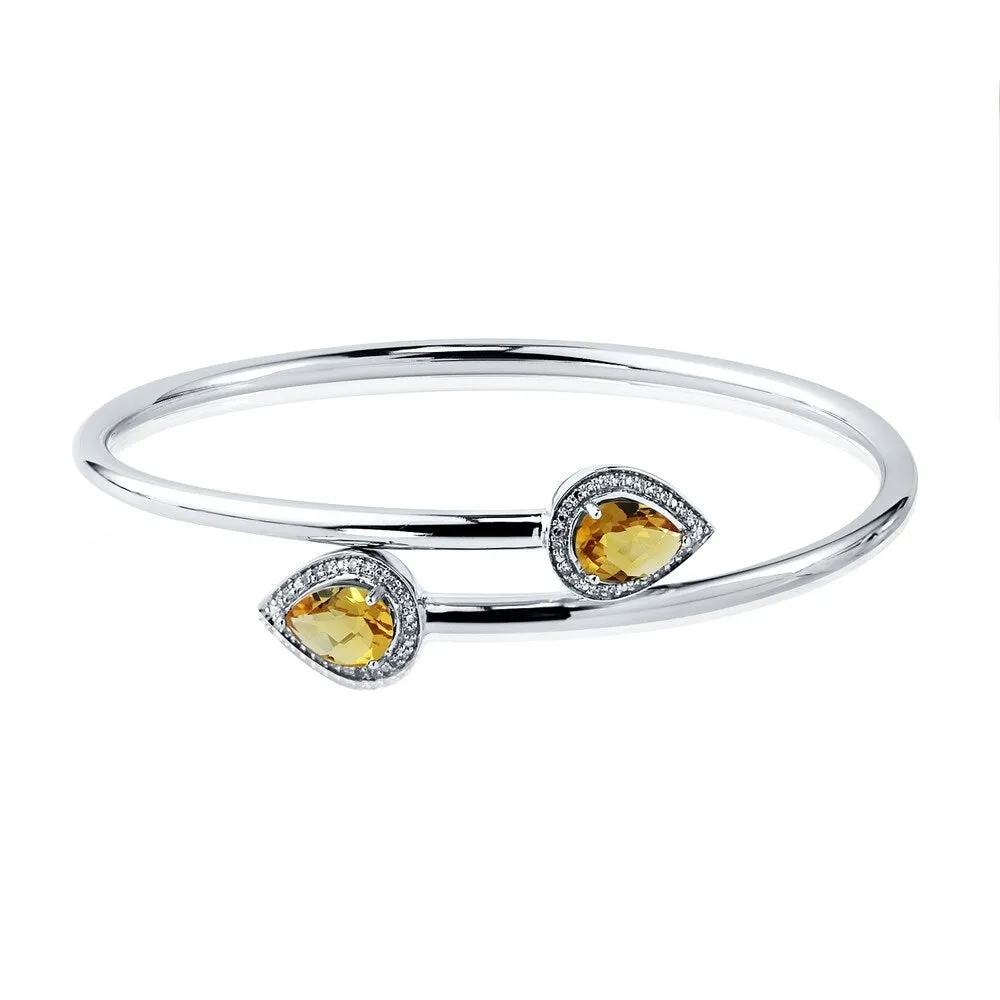 Auriya 1 3/4ct Pear-cut Yellow Citrine Gold over Silver Bangle Bracelet with Diamond Accents sold by Zulily