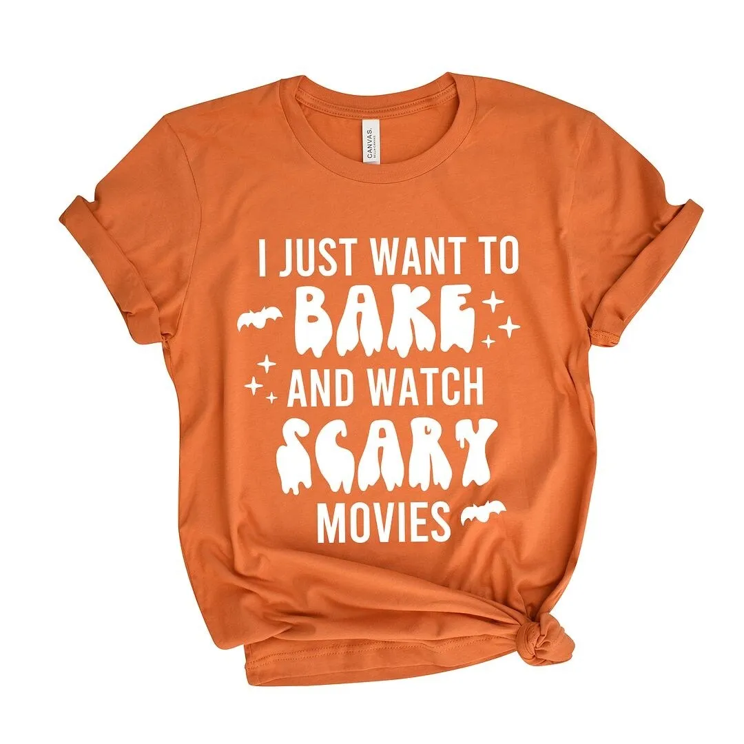 Bake and Watch Scary Movies Short Sleeve Tee sold by Zulily product image thumbnail 2