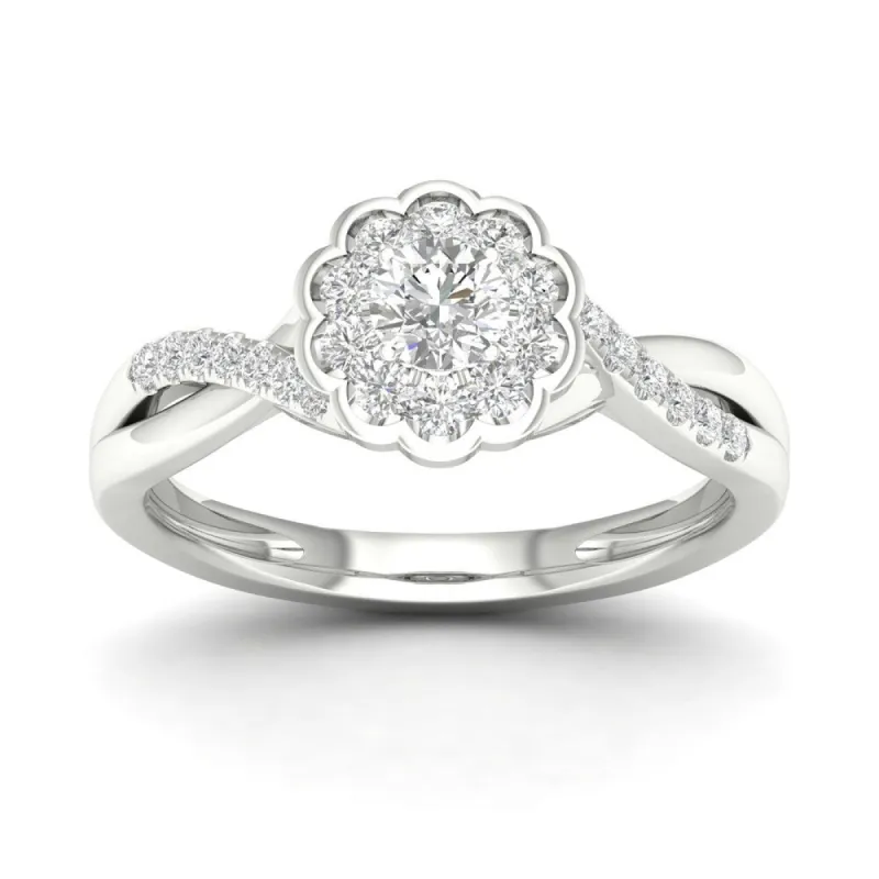 De Couer 10k Gold 1/3Ct TDW Diamond Twist Shank Engagement Ring - Whiite sold by Zulily