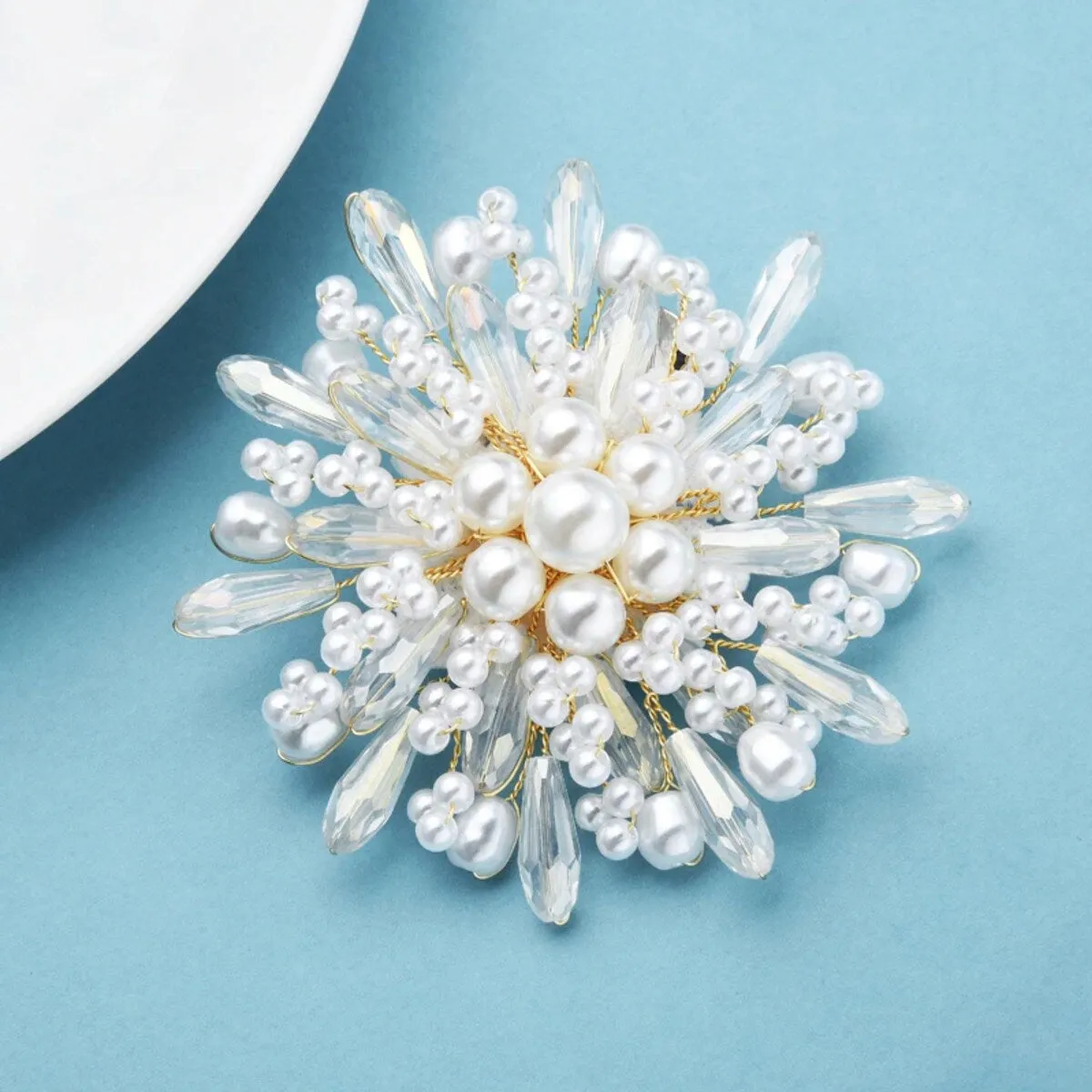 Don't AsK Elegant Pearl and Crystal Flower Brooch sold by Zulily product image thumbnail 2