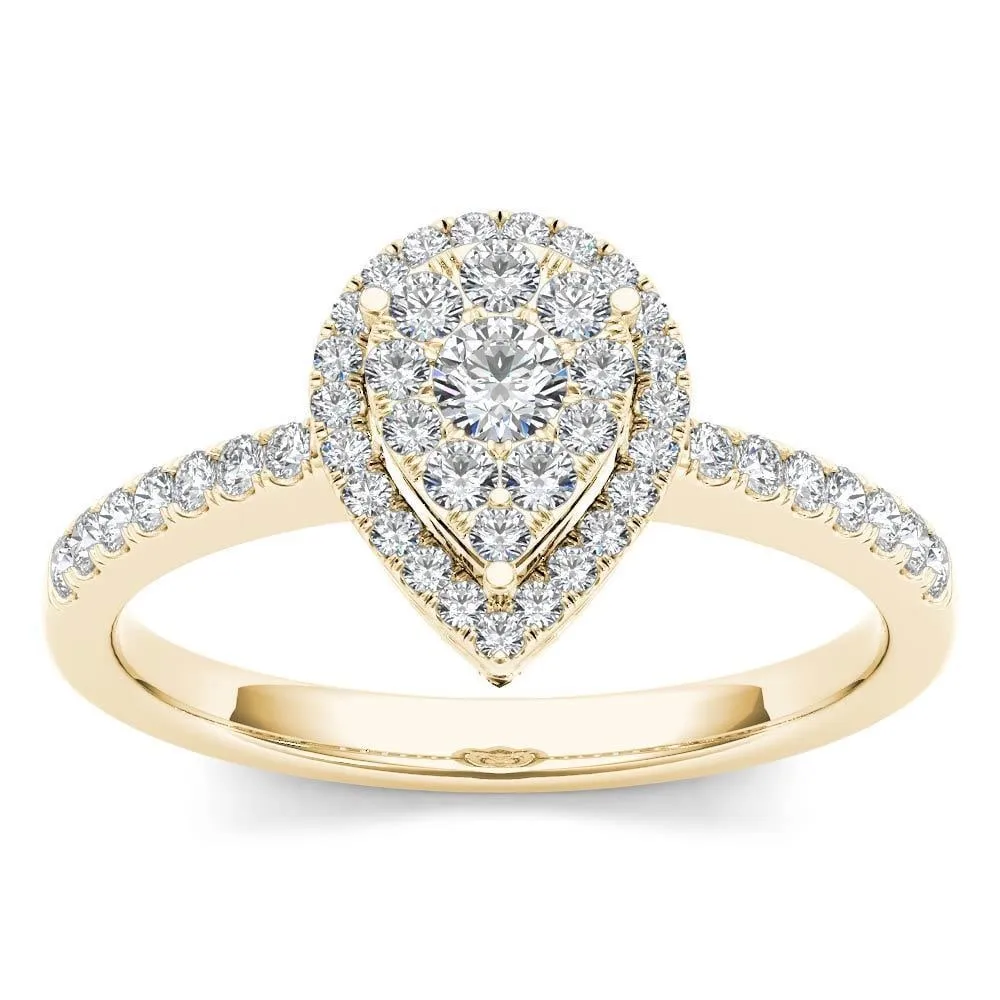 De Couer 14k Yellow Gold 1/2ct TDW Diamond Halo Ring sold by Zulily product image thumbnail 3