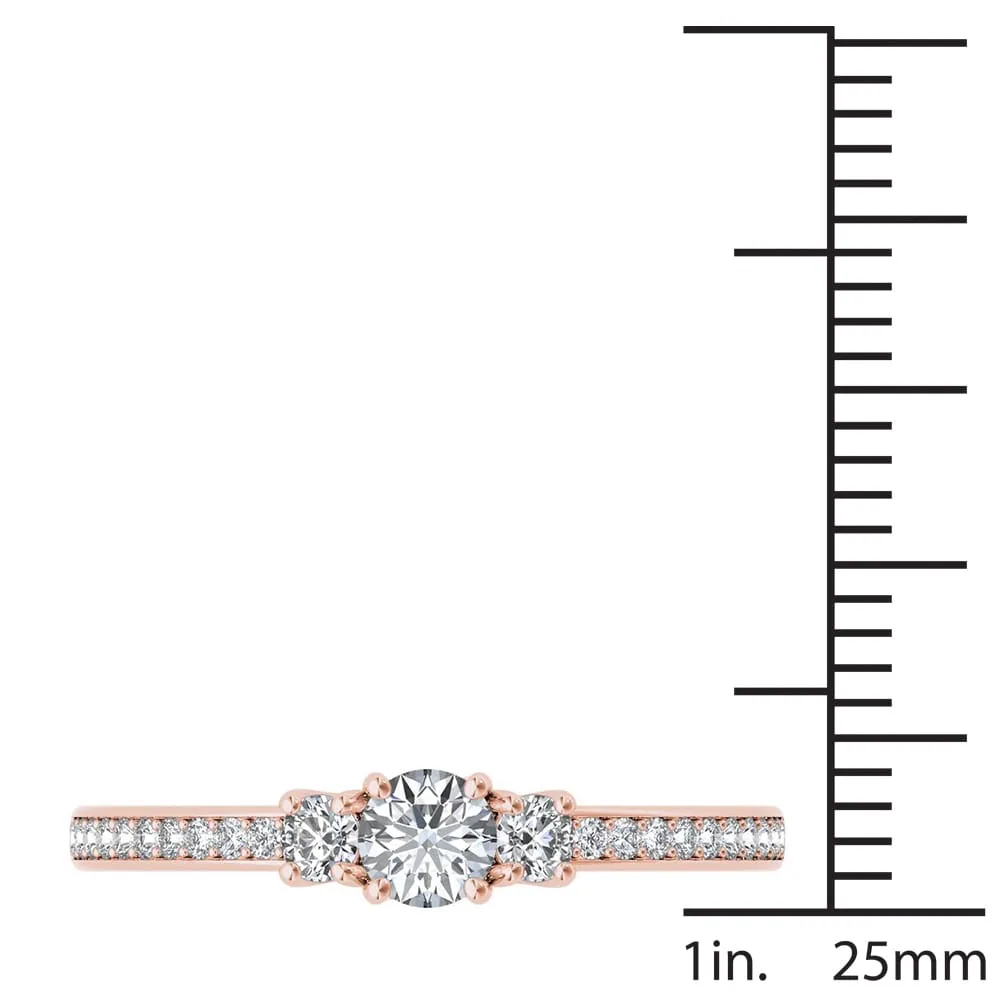 De Couer 14k Rose Gold 1/2ct TDW Diamond Three-Stone Anniversary Ring - Pink sold by Zulily product image thumbnail 4