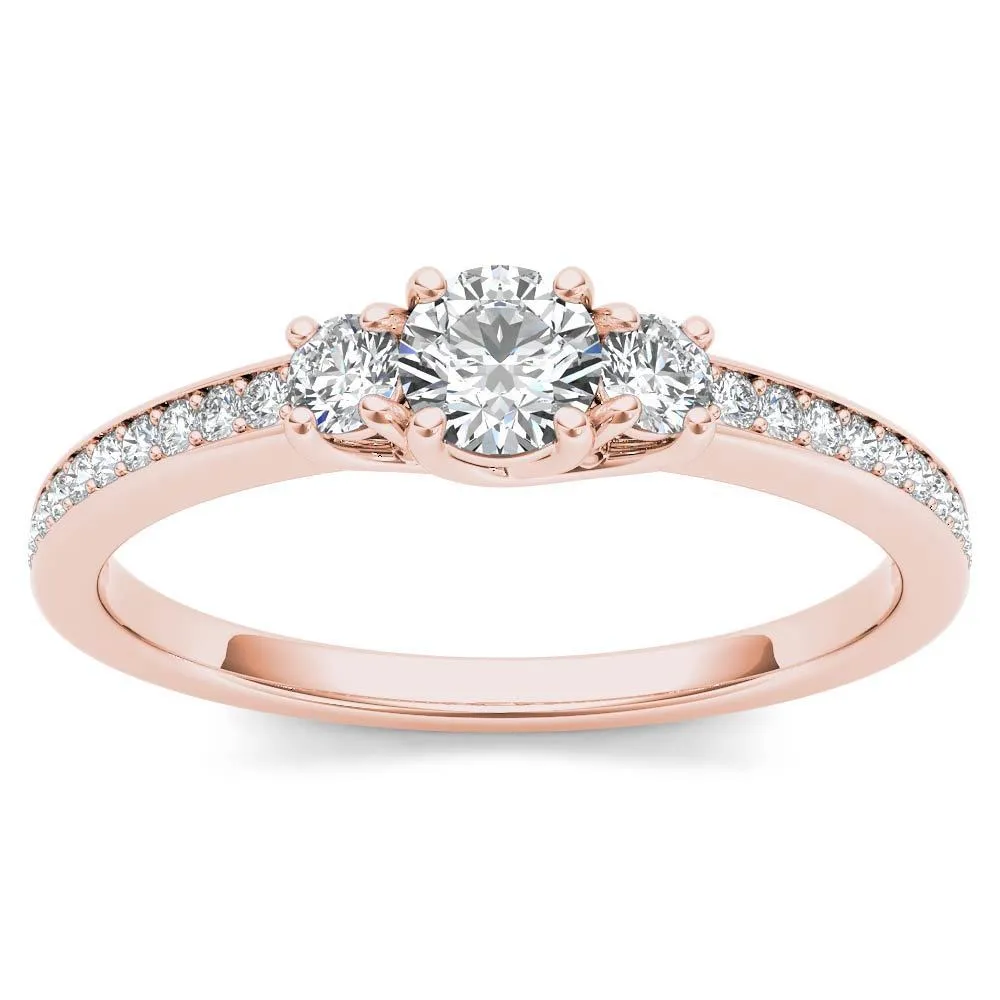 De Couer 14k Rose Gold 1/2ct TDW Diamond Three-Stone Anniversary Ring - Pink sold by Zulily