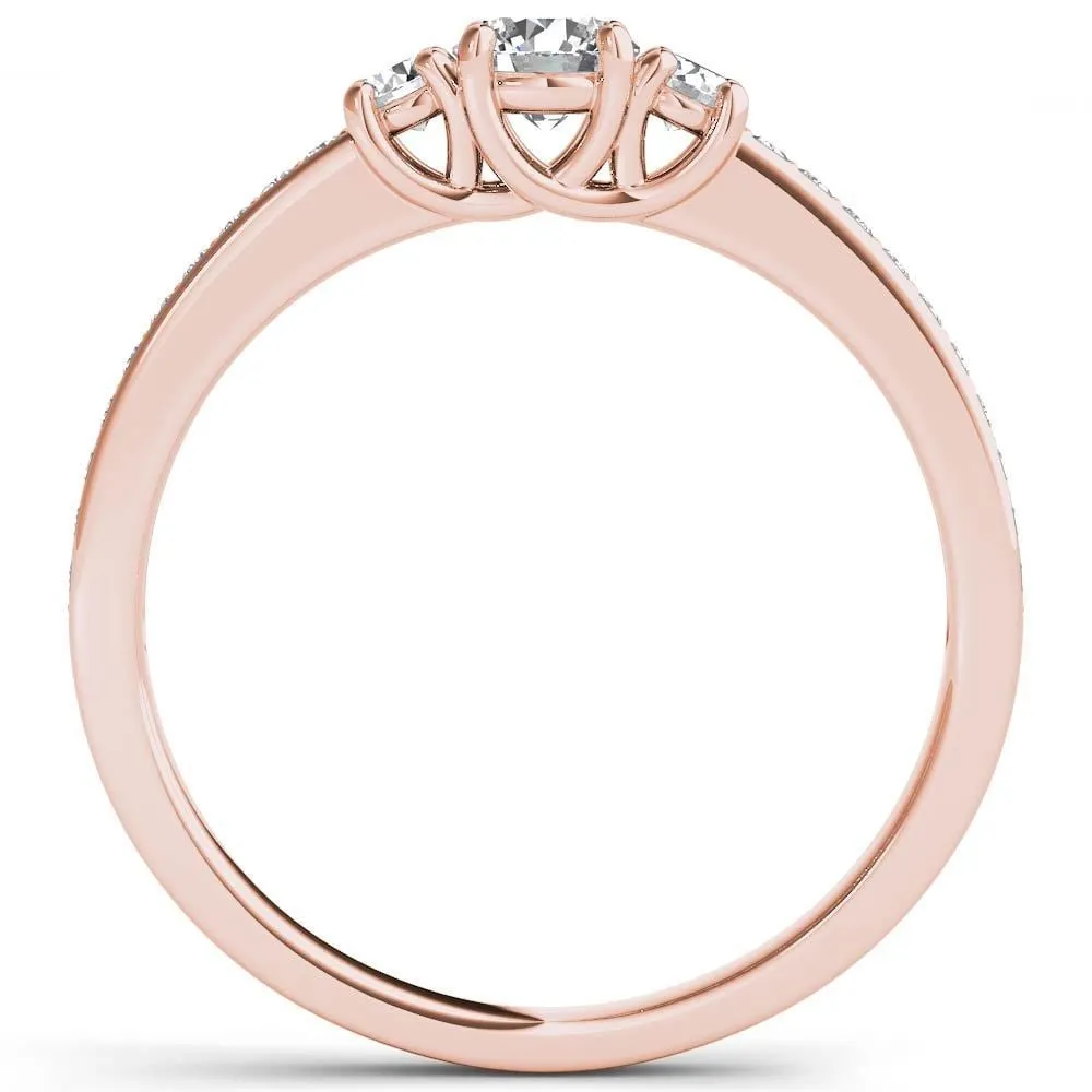De Couer 14k Rose Gold 1/2ct TDW Diamond Three-Stone Anniversary Ring - Pink sold by Zulily product image thumbnail 3