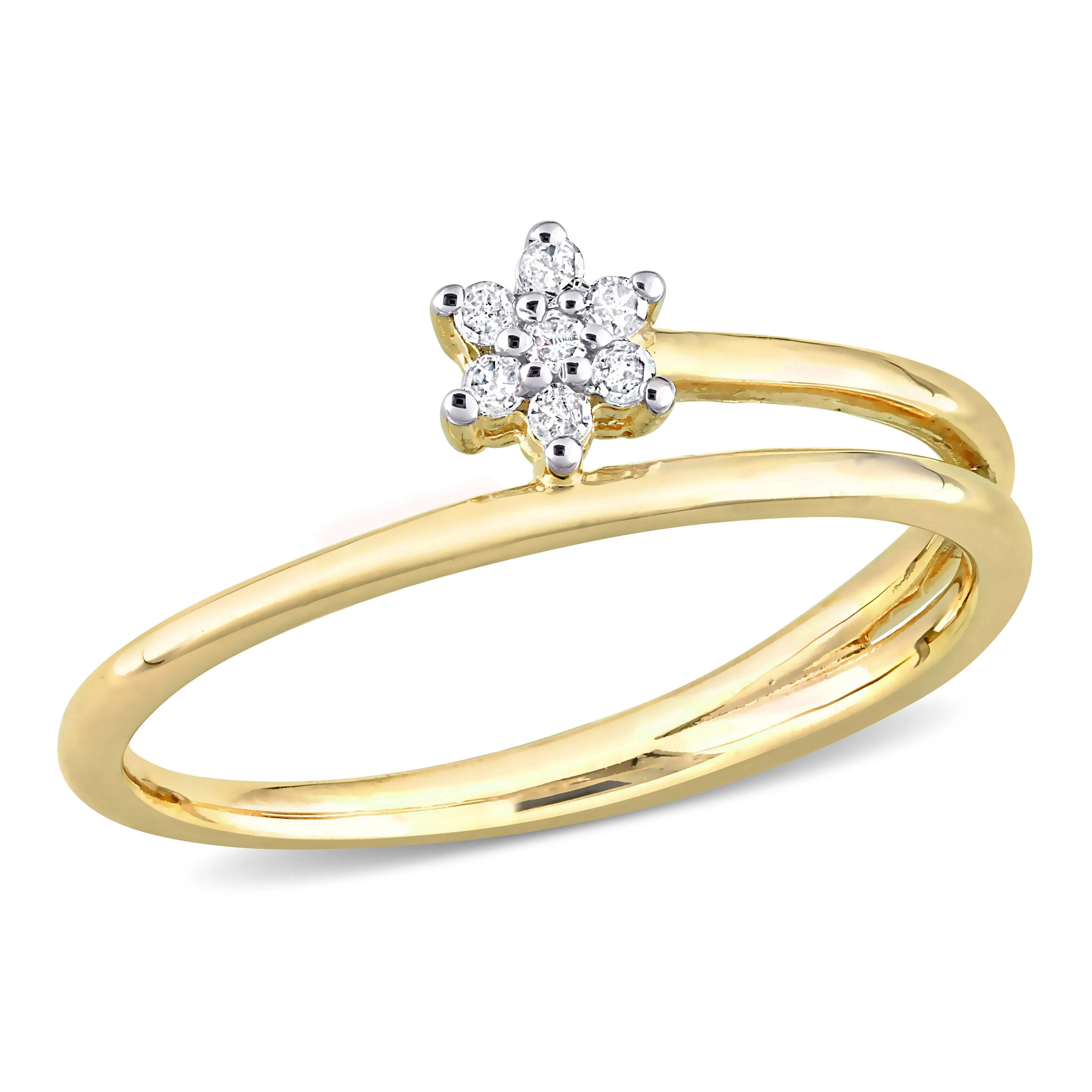 Miadora Diamond Accent Floral Promise Ring in Yellow Silver sold by Zulily