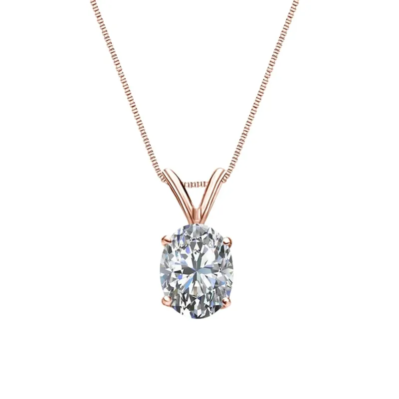 Auriya 1 carat TW Oval-cut Diamond Solitaire Necklace 14k Gold Certified (G-H, VS1-VS2) sold by Zulily