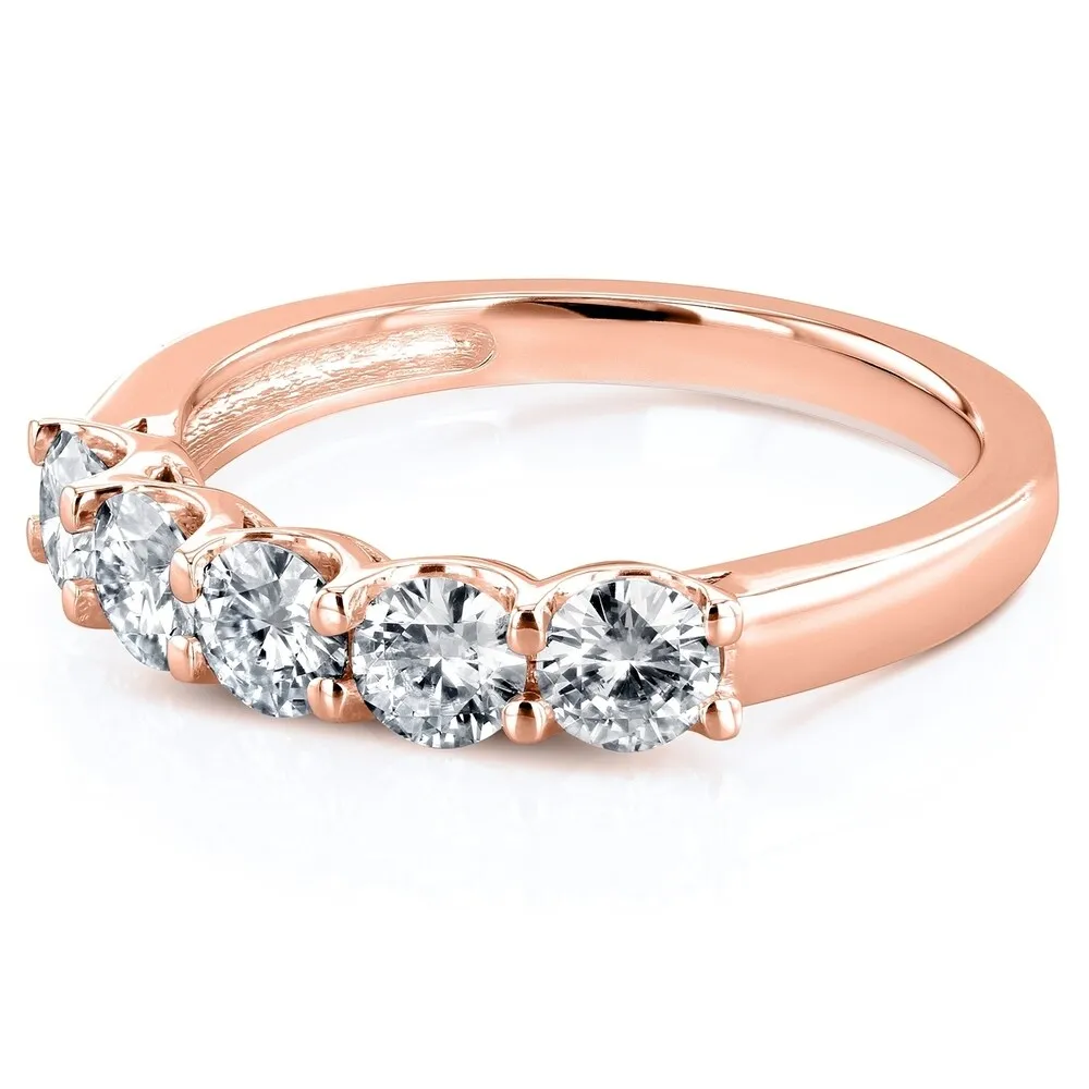 Annello by Kobelli 14k Gold 1ct TDW Lab Grown Diamond 5-Stone Wedding Band sold by Zulily product image thumbnail 4