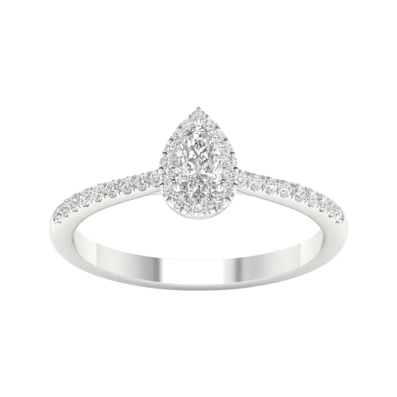 3/8ct TDW Diamond Pear Shape Halo Ring in 10k Gold by De Couer sold by Zulily