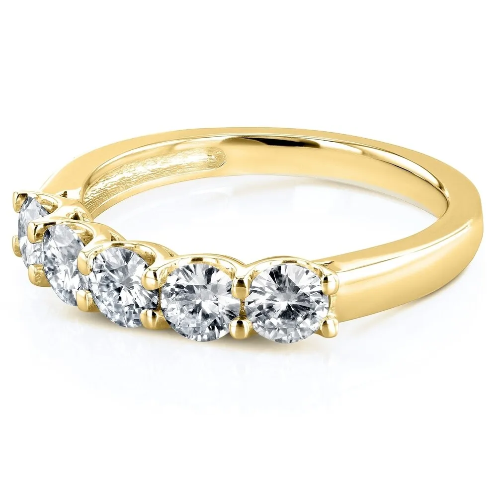 Annello by Kobelli 14k Gold 1ct TDW Lab Grown Diamond 5-Stone Wedding Band sold by Zulily product image thumbnail 3