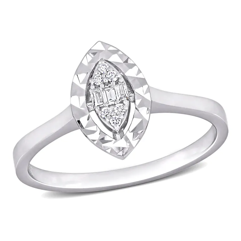 Miadora Parallel Baguette-Cut and Round-Cut Oval Diamond Accent Ring in 14k White Gold sold by Zulily