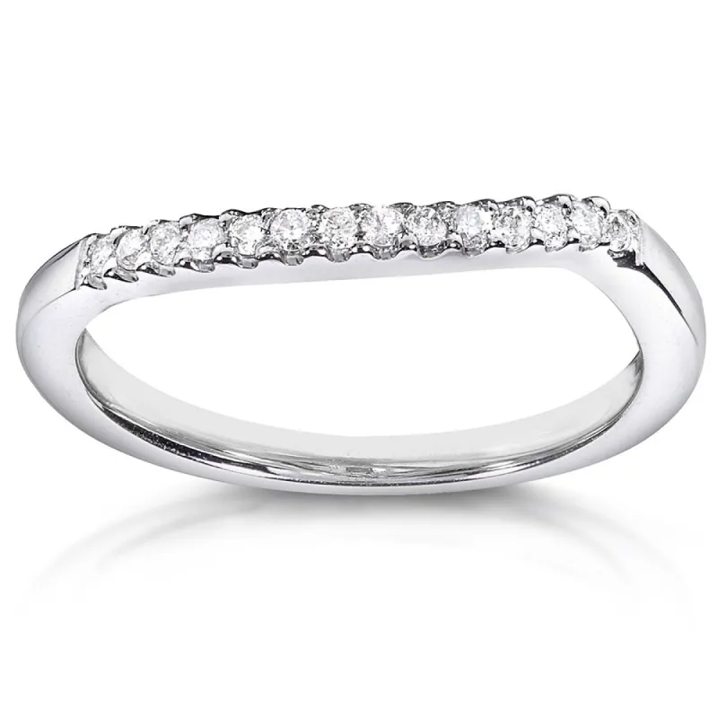 Annello by Kobelli 14k White Gold 1/10ct TDW Curved Diamond Wedding Band sold by Zulily