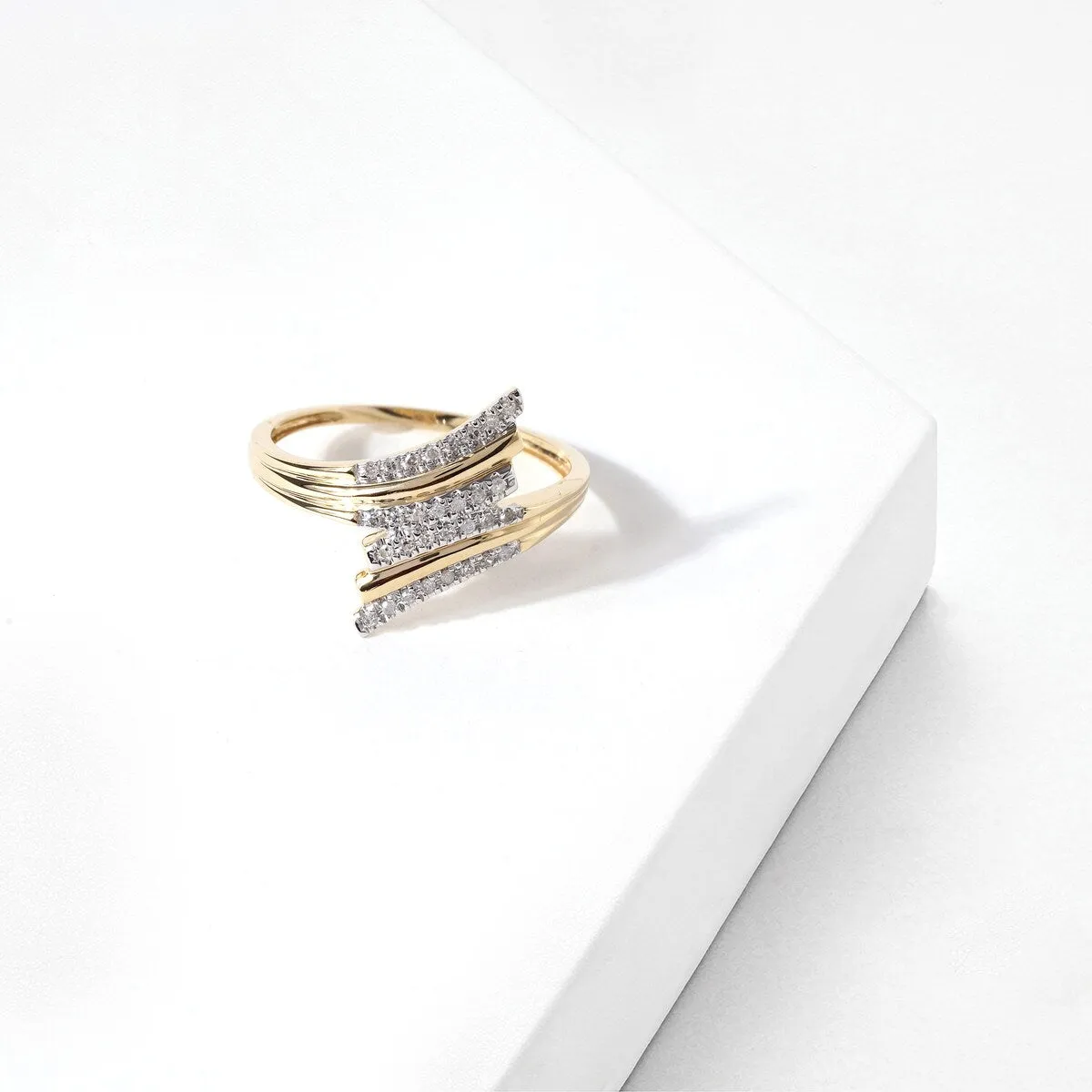 De Couer 10k Yellow Gold 1/10ct TDW Diamond Triple Ribbon Ring sold by Zulily