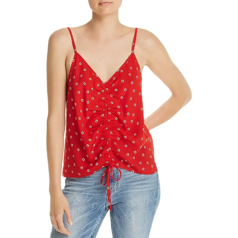 Aqua Women's Ditsy Daisy Ruched Printed Tank Top Red made by Aqua