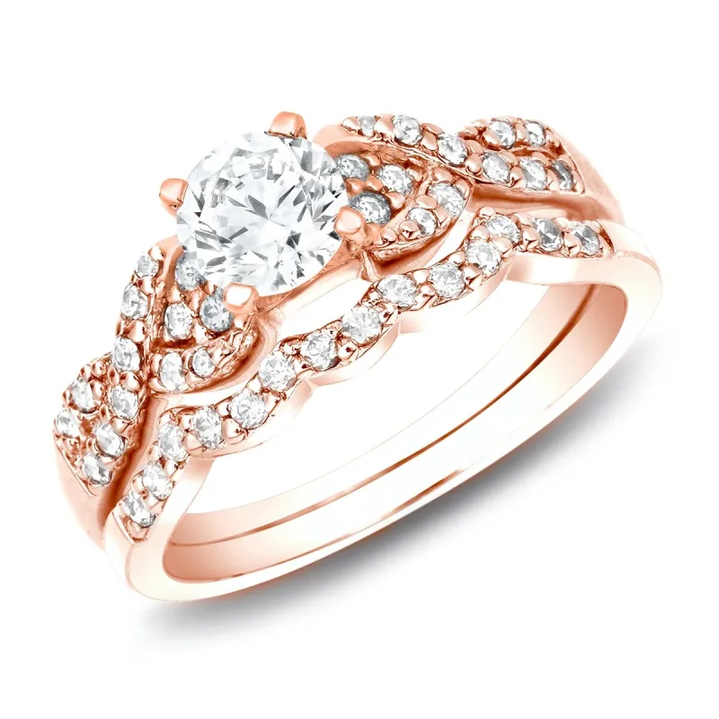 Auriya 3/4ctw Braided Twist Diamond Engagement Ring Set 14k Rose Gold sold by Zulily