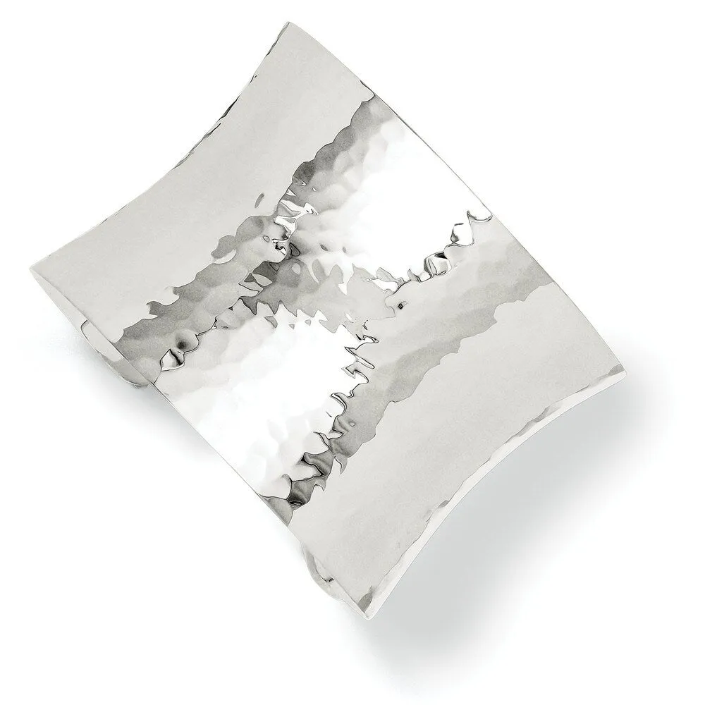 Curata 925 Sterling Silver Wide 49.5mm Concave Hammered Cuff Adjustable Bangle Bracelet sold by Zulily