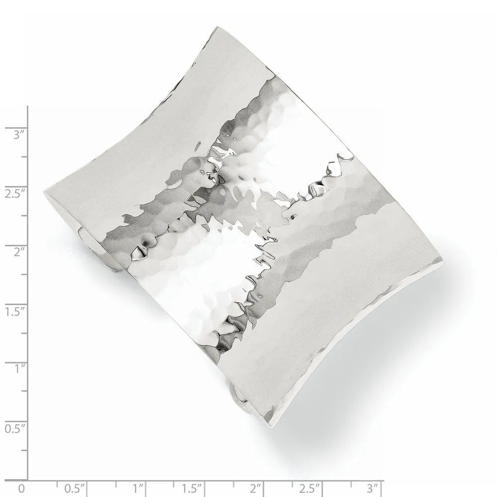 Curata 925 Sterling Silver Wide 49.5mm Concave Hammered Cuff Adjustable Bangle Bracelet sold by Zulily product image thumbnail 2