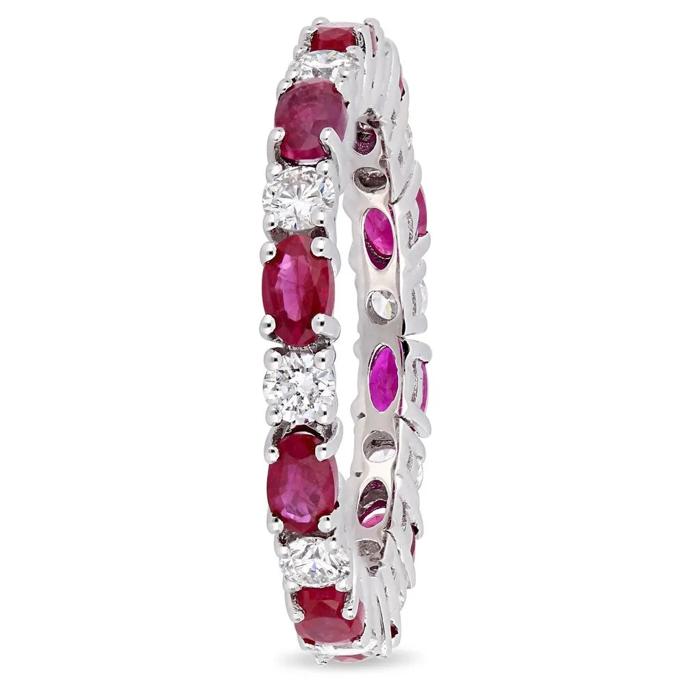 Miadora 14k White Gold Oval-Cut Ruby & 3/4ct TDW Diamond Stackable Eternity Ring sold by Zulily product image thumbnail 3