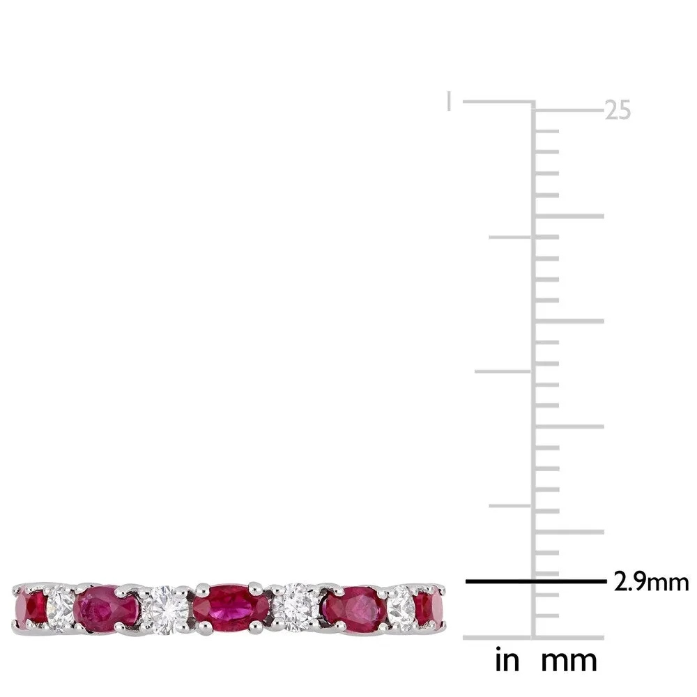 Miadora 14k White Gold Oval-Cut Ruby & 3/4ct TDW Diamond Stackable Eternity Ring sold by Zulily product image thumbnail 4