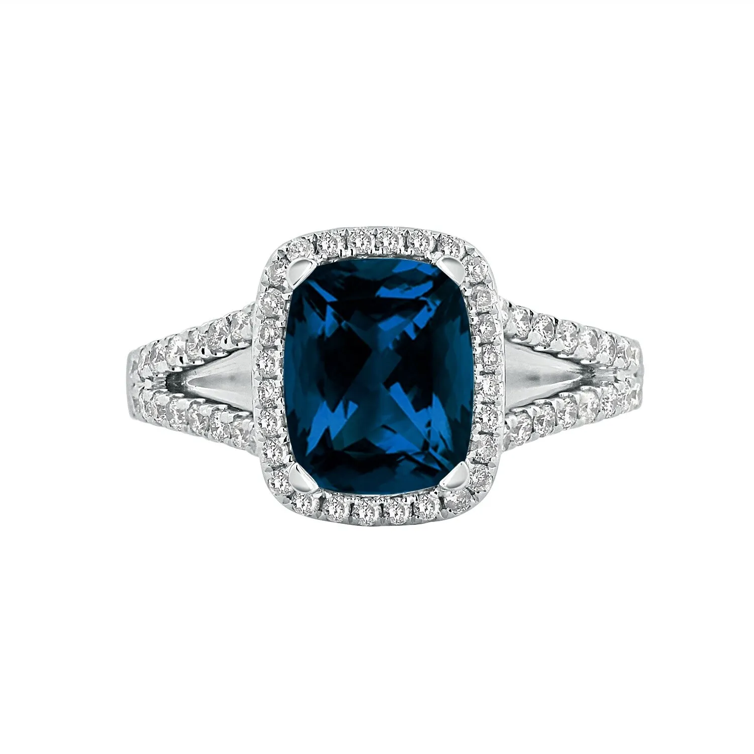 Auriya 1 5/8ct Cushion-cut London Blue Topaz and Halo Diamond Engagement Ring 3/8cttw 14K Gold sold by Zulily product image thumbnail 2