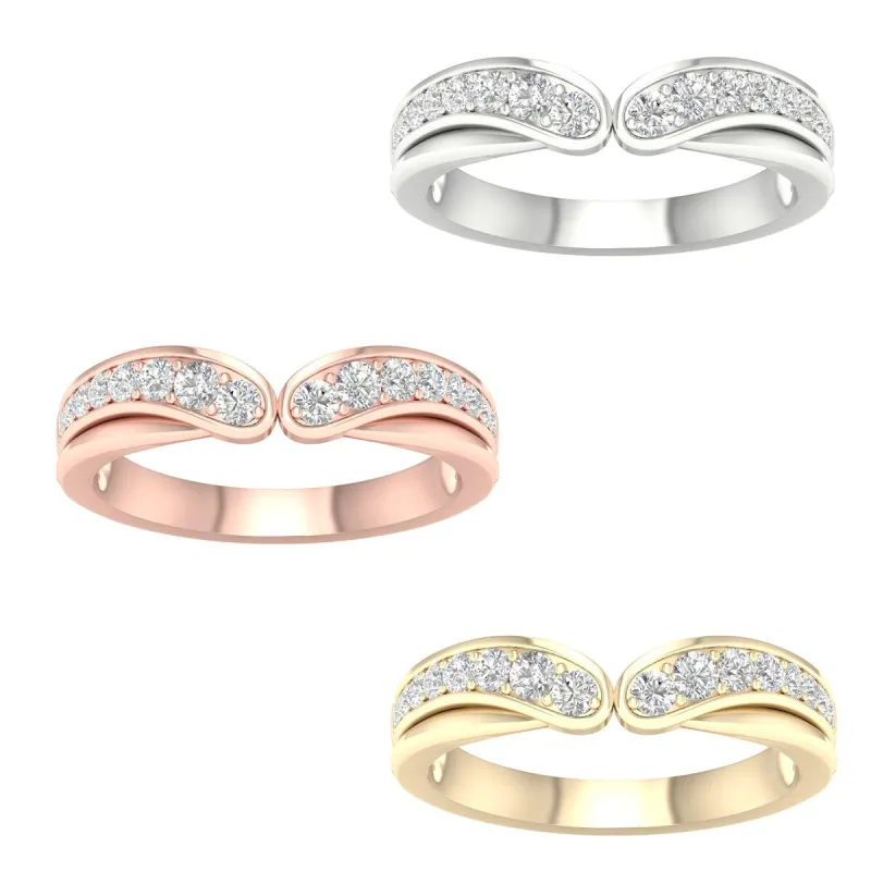 1/3ct TDW Diamond Contour Wedding Band in 10k Gold by De Couer sold by Zulily