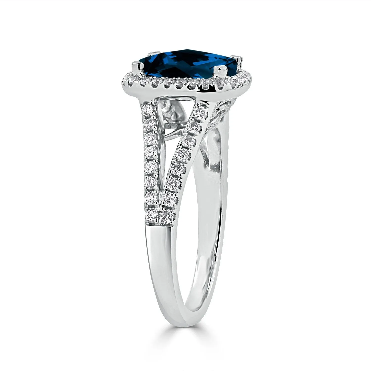Auriya 1 5/8ct Cushion-cut London Blue Topaz and Halo Diamond Engagement Ring 3/8cttw 14K Gold sold by Zulily product image thumbnail 4