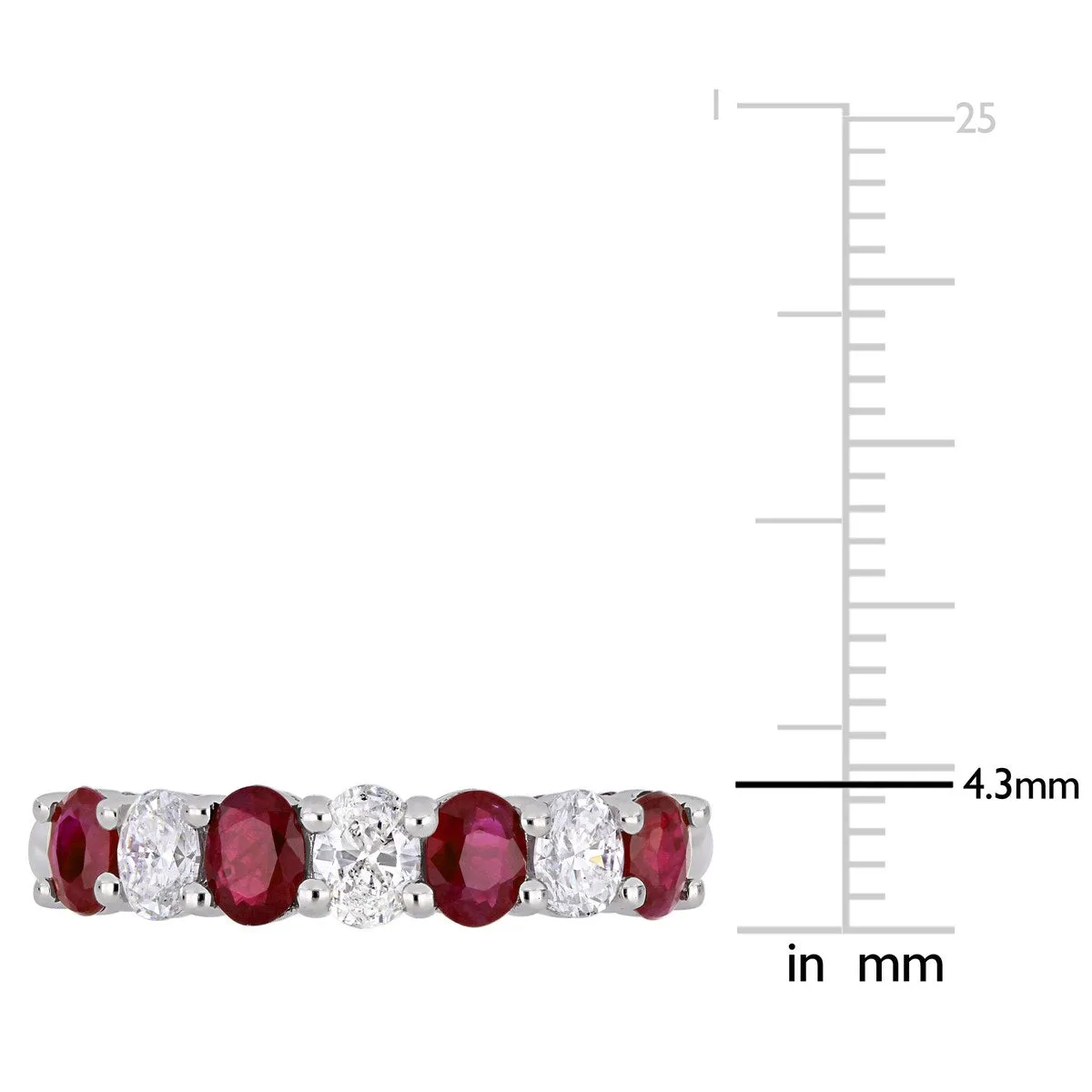 Miadora 14k White Gold Oval-Cut Ruby and 1/2ct TDW Diamond Semi-Eternity Anniversary Band sold by Zulily product image thumbnail 3